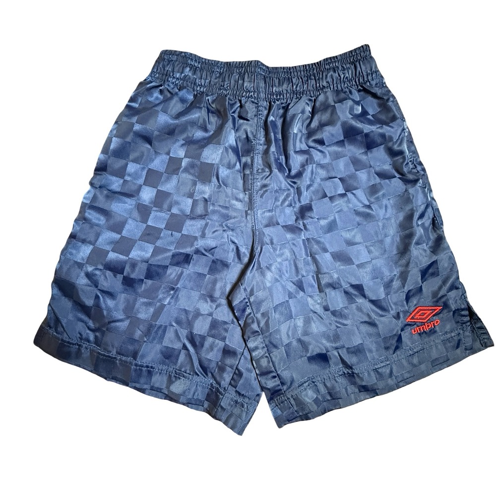 Umbro Kids Navy Blue Checkerboard Soccer Shorts Size Small 6/7 Athletic Gym